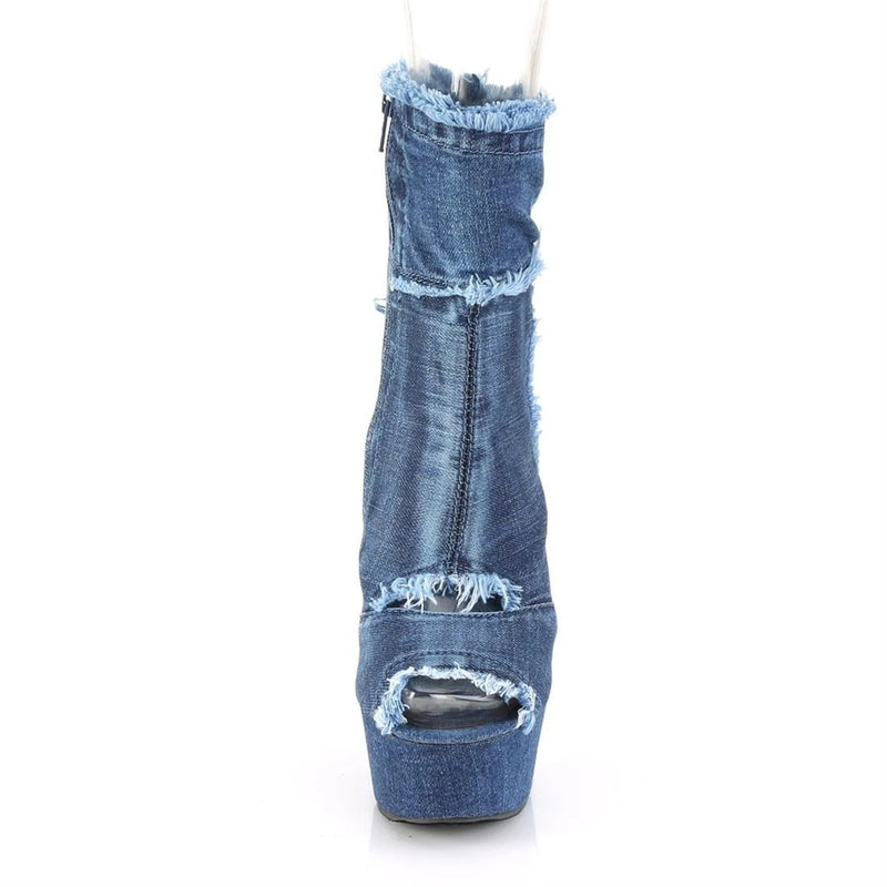 Platform Heels for Women 15cm Blue Short Boots