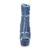 Platform Heels for Women 15cm Blue Short Boots