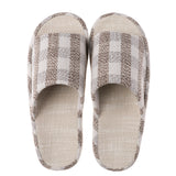 Cotton Slippers Summer Home Breathable Mute Four Seasons Available Home Plaid Cotton Linen Fabric Slippers for Men