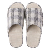 Cotton Slippers Summer Home Breathable Mute Four Seasons Available Home Plaid Cotton Linen Fabric Slippers for Men