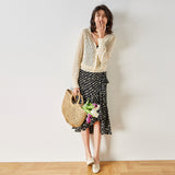 Gloria Vanderbilt V-neck Grandma Shirt Sun Protection Hollow-out Long Sleeve