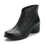 Highway Flat Sandals Drilled Boots Chunky Heel Retro Shoes