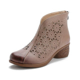 Highway Flat Sandals Drilled Boots Chunky Heel Retro Shoes