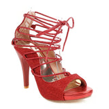White Strappy Heels Summer Women 'S Sandals Super High Heel Stiletto Heel