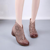 Highway Flat Sandals Drilled Boots Chunky Heel Retro Shoes
