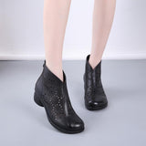 Highway Flat Sandals Drilled Boots Chunky Heel Retro Shoes