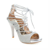 White Strappy Heels Summer Women 'S Sandals Super High Heel Stiletto Heel