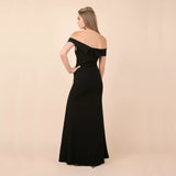 Kendall Jenner Wedding Guest Dress Women's Cocktail Party off-the-Neck Side Slit Evening Dress