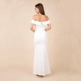 Kendall Jenner Wedding Guest Dress Women's Cocktail Party off-the-Neck Side Slit Evening Dress