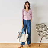 Gloria Vanderbilt V-neck Grandma Shirt Sun Protection Hollow-out Long Sleeve