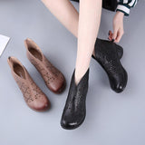 Highway Flat Sandals Drilled Boots Chunky Heel Retro Shoes