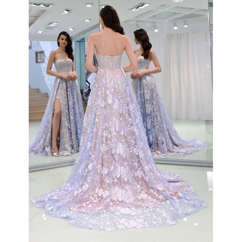 See through Wedding Dress Sexy Lace Tube Top Backless Formal Dress