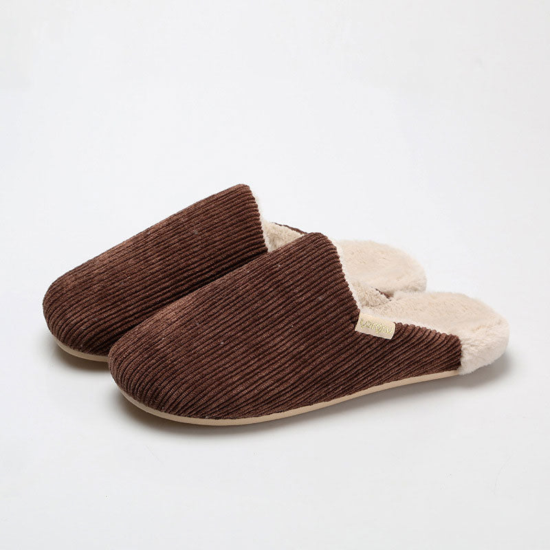 Cotton Slides Cotton Slippers Women's Autumn and Winter Warm Indoor Non-Slip Home Thick-Soled Velvet Slippers Men