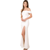 Kendall Jenner Wedding Guest Dress Women's Cocktail Party off-the-Neck Side Slit Evening Dress