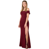 Kendall Jenner Wedding Guest Dress Women's Cocktail Party off-the-Neck Side Slit Evening Dress