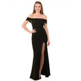 Kendall Jenner Wedding Guest Dress Women's Cocktail Party off-the-Neck Side Slit Evening Dress