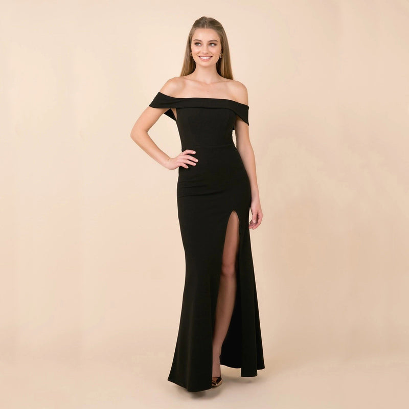 Kendall Jenner Wedding Guest Dress Women's Cocktail Party off-the-Neck Side Slit Evening Dress