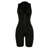 Summer Women's Skinny Hip Raise Zipper One-Piece Shorts