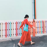 Coachella Music Festival Outfits Beach Dress Seaside Vacation Long Sleeve Red Dress Long Dress