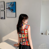 Coachella Music Festival Outfits Crochet Weaving Hollow Vest Camisole Vacation Knitted