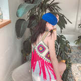 Coachella Music Festival Outfits Knitted Tassel Contrast Color Vest Camisole Cardigan