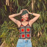 Coachella Music Festival Outfits V-neck Sling Vest Contrast Color Top