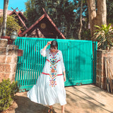 Coachella Music Festival Outfits Embroidery Tassel Loose Dress