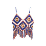 Coachella Music Festival Outfits Tassel Suspender Hollow out Knitted Vest Top