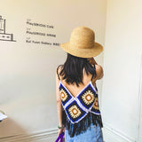 Coachella Music Festival Outfits Tassel Suspender Hollow out Knitted Vest Top