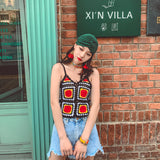 Coachella Music Festival Outfits V-neck Sling Vest Contrast Color Top