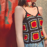Coachella Music Festival Outfits V-neck Sling Vest Contrast Color Top