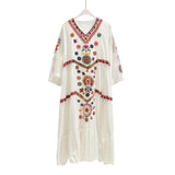 Coachella Music Festival Outfits Embroidery Tassel Loose Dress