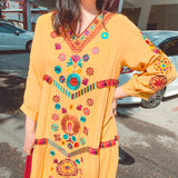Coachella Music Festival Outfits Embroidery Tassel Loose Dress