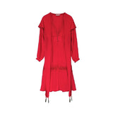 Coachella Music Festival Outfits Red Hooded Dress Seaside Vacation Dress