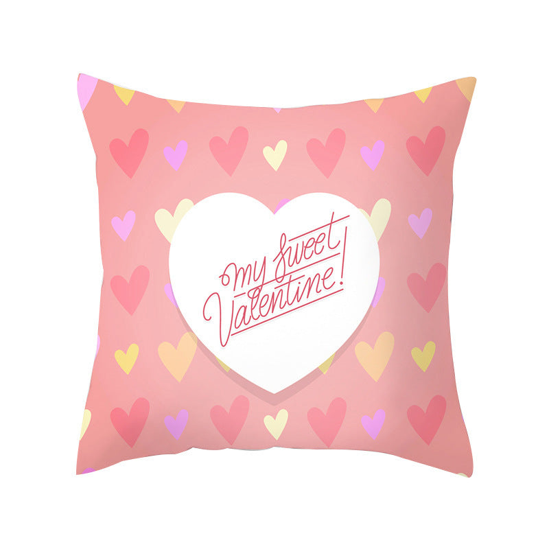Valentine's Day Pillow Covers 4 Piece Random Styles Together, Peach Skin Fabric Sofa Cushion Cover Love Cushion