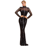 Skin Tight Long Dresses Long Sleeve Sexy See-through Stripes