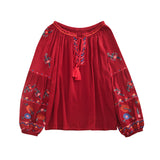 Coachella Music Festival Outfits Autumn Loose Lantern Sleeve Tassel Top Girlfriends