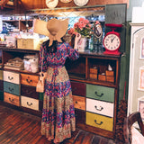 Coachella Music Festival Outfits Embroidered Printed Color Block Swing Dress
