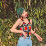 Coachella Music Festival Outfits V-neck Sling Vest Contrast Color Top