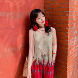 Coachella Music Festival Outfits Ethnic Style Tassel Knitted Sling