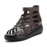 Highway Flat Sandals Summer Retro Wedge Casual Peep Toe Sandals for Women
