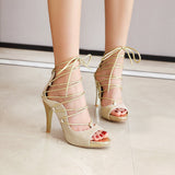 Nude Strappy Heels High-Top Sandal Boots