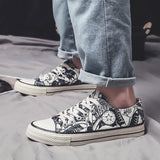 Canvas Shoes Men's Shoes Trending Graffiti Board Shoes Versatile Student Canvas Shoes Sports Men's Shoes