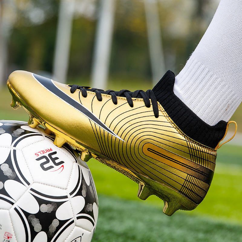 Football Shoe Soccer Shoes Men's High-Top Gold Spike Sneakers