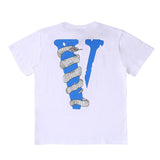 Vlone T Shirt Men'S Big V Python Printed Casual Short-Sleeved T-Shirt