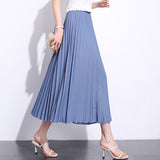 MIDI Mauve Skirt Spring/Summer Solid Color Pleated Skirt
