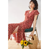 Gloria Vanderbilt Pleating Fishtail Floral V-neck