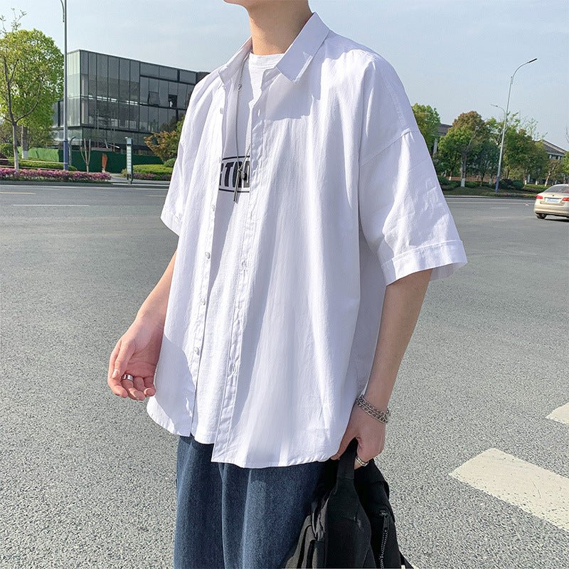 Men's Shirts Solid Color Shirt Loose Cotton and Linen