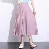 MIDI Mauve Skirt Spring/Summer Solid Color Pleated Skirt