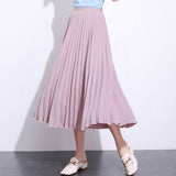 MIDI Mauve Skirt Spring/Summer Solid Color Pleated Skirt